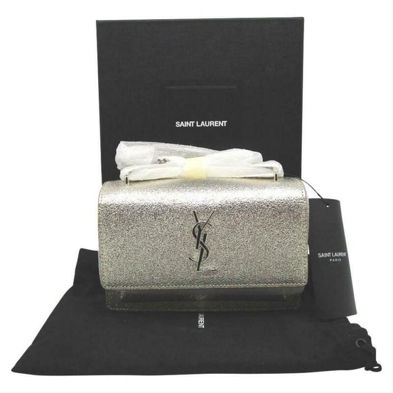 Saint Laurent Monogram Sunset Metallized Metallic Gold Leather Cross Body Bag