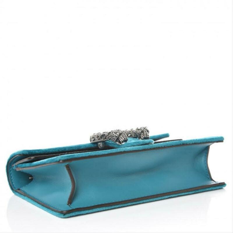 Gucci Chain Dionysus Super Mini Peacock Blue Velvet Cross Body Bag