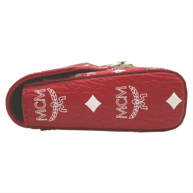 MCM Millie Visetos Wallet On A Chain Red Coated Canvas Cross Body Bag