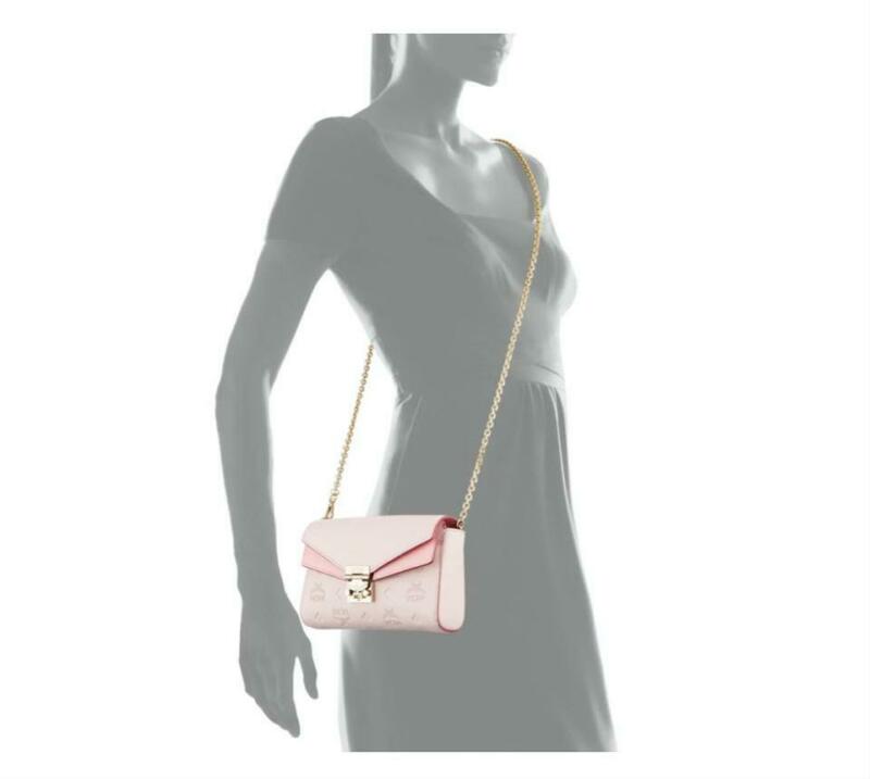 MCM Millie Monogrammed Pink Leather Cross Body Bag