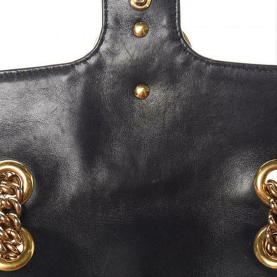 Gucci Marmont Calfskin Matelasse Mini Gg Black Leather Cross Body Bag