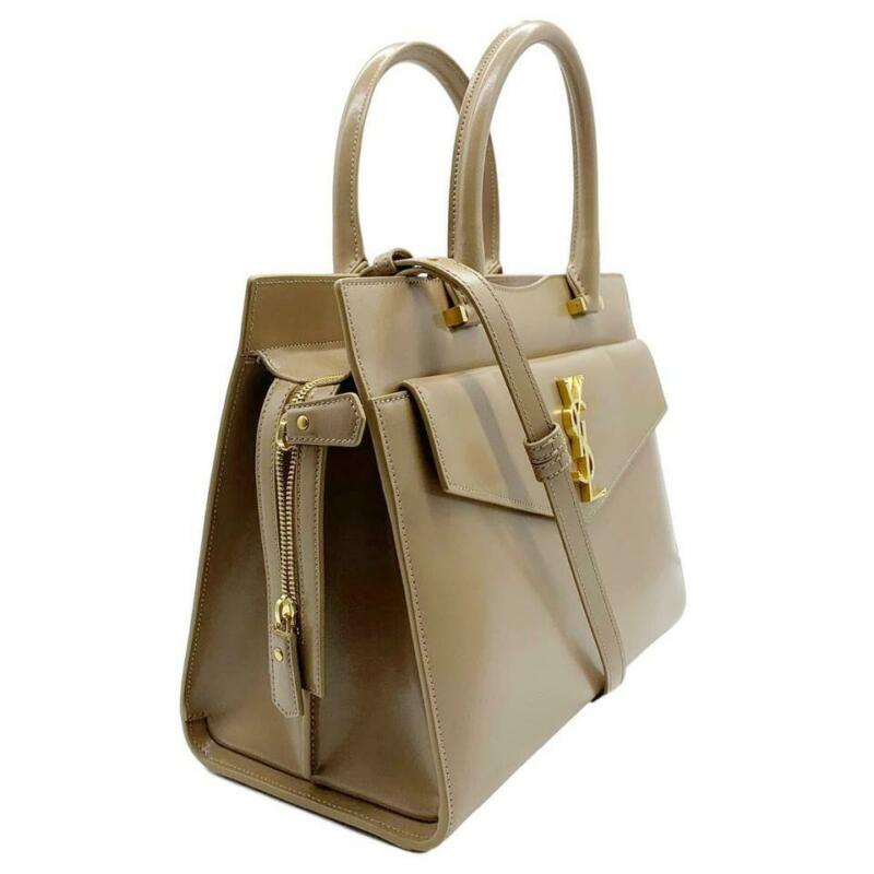 Saint Laurent Cabas Uptown Small Satchel Beige Leather Tote