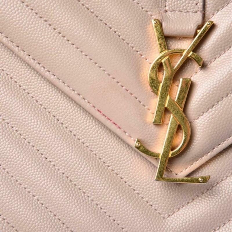 Saint Laurent Envelope Grain De Poudre Matelasse Chevron Large Monogram Satchel