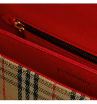 Burberry Crossbody Vintage Check Link Flap Brown Canvas Shoulder Bag