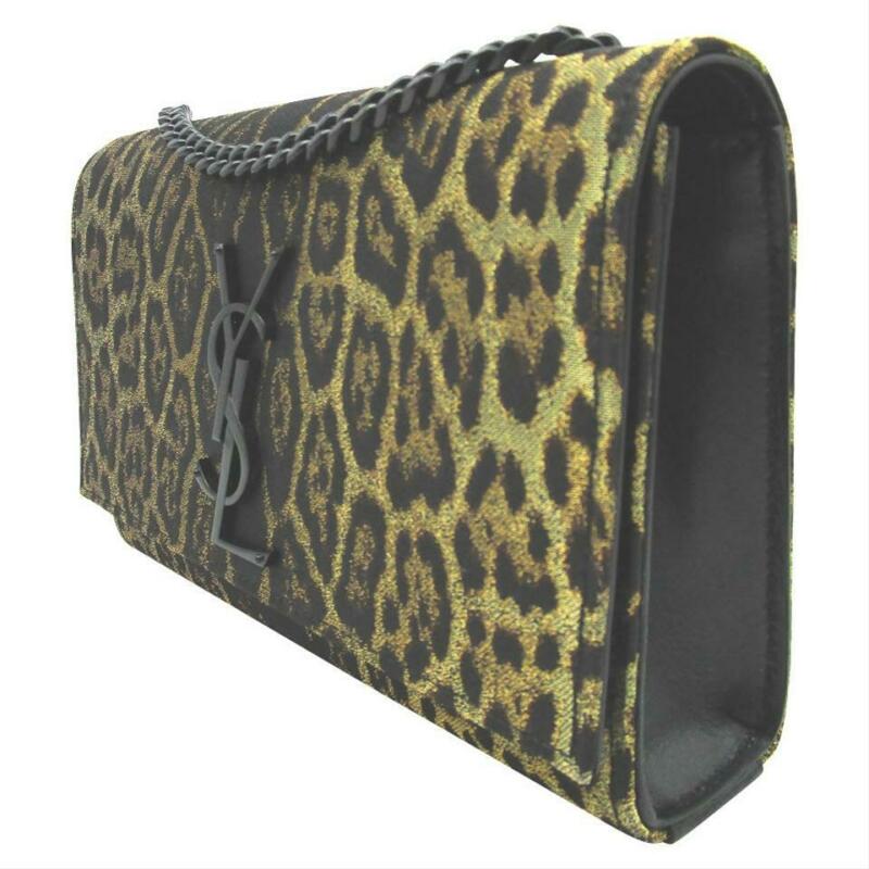 Saint Laurent Monogram Kate Monogram Ysl Small Leopard Jacquard Black Leather