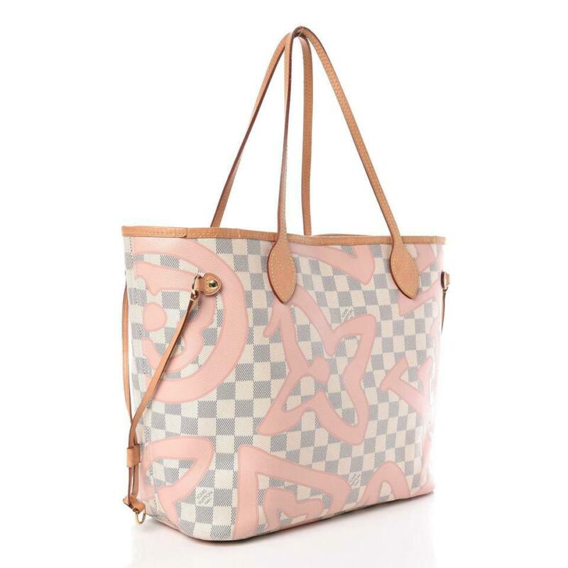 Louis Vuitton Neverfull Tahitienne Mm White Damier Azur Canvas Tote