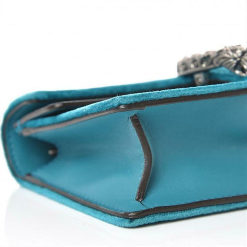 Gucci Chain Dionysus Super Mini Peacock Blue Velvet Cross Body Bag