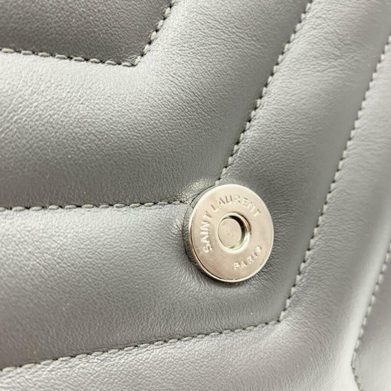 Saint Laurent Monogram Loulou Large Matelassé Shopper Grey Leather Tote