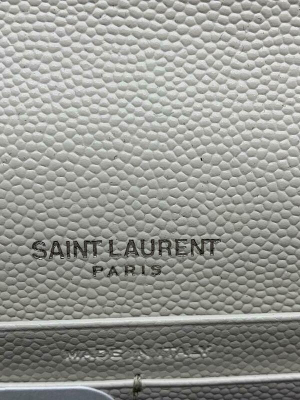 Saint Laurent Chain Wallet Classic Monogramme Envelope White Leather Cross Body