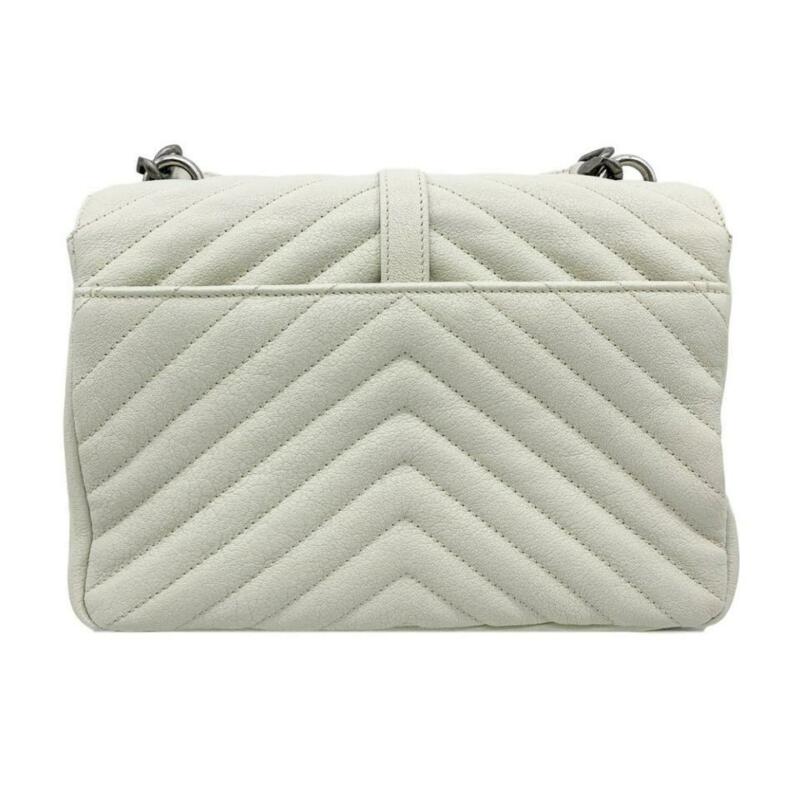 Saint Laurent Women's Medium Monogramme College White Leather Shoulder Bag