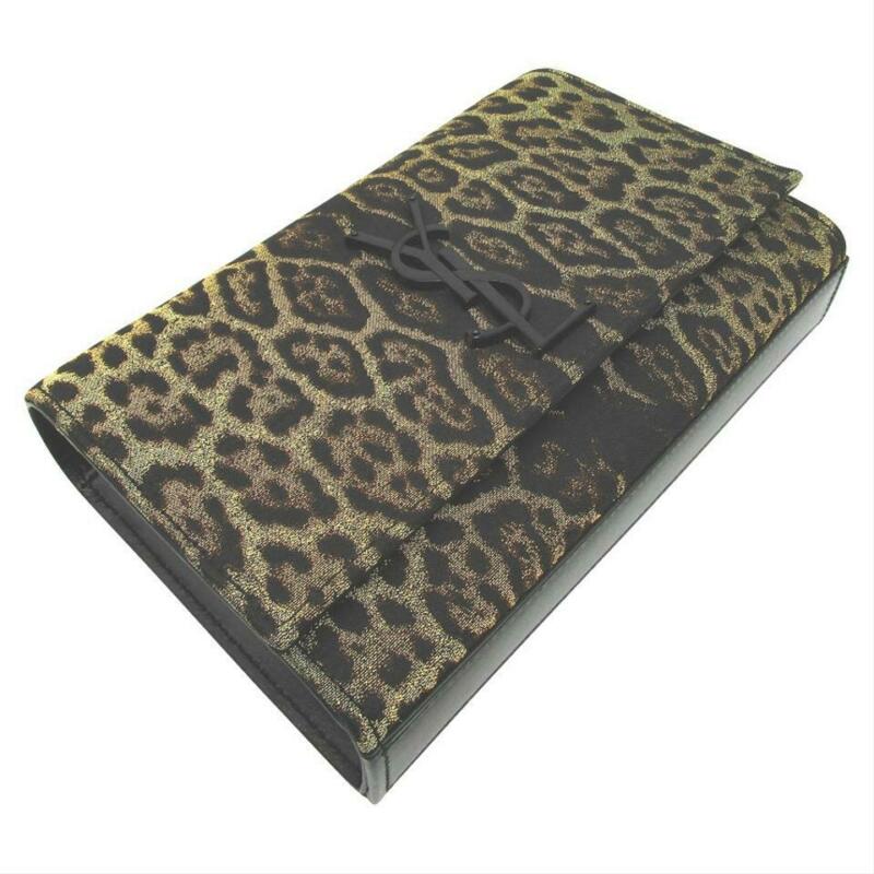 Saint Laurent Monogram Kate Monogram Ysl Small Leopard Jacquard Black Leather