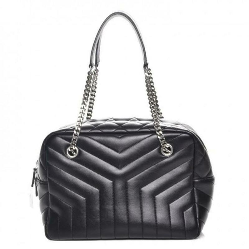 Saint Laurent Monogram Loulou Bowling Medium Black Calfskin Leather Shoulder Bag