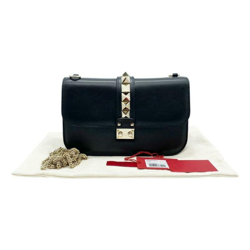 Valentino Shoulder Medium Lock Black Leather Cross Body Bag
