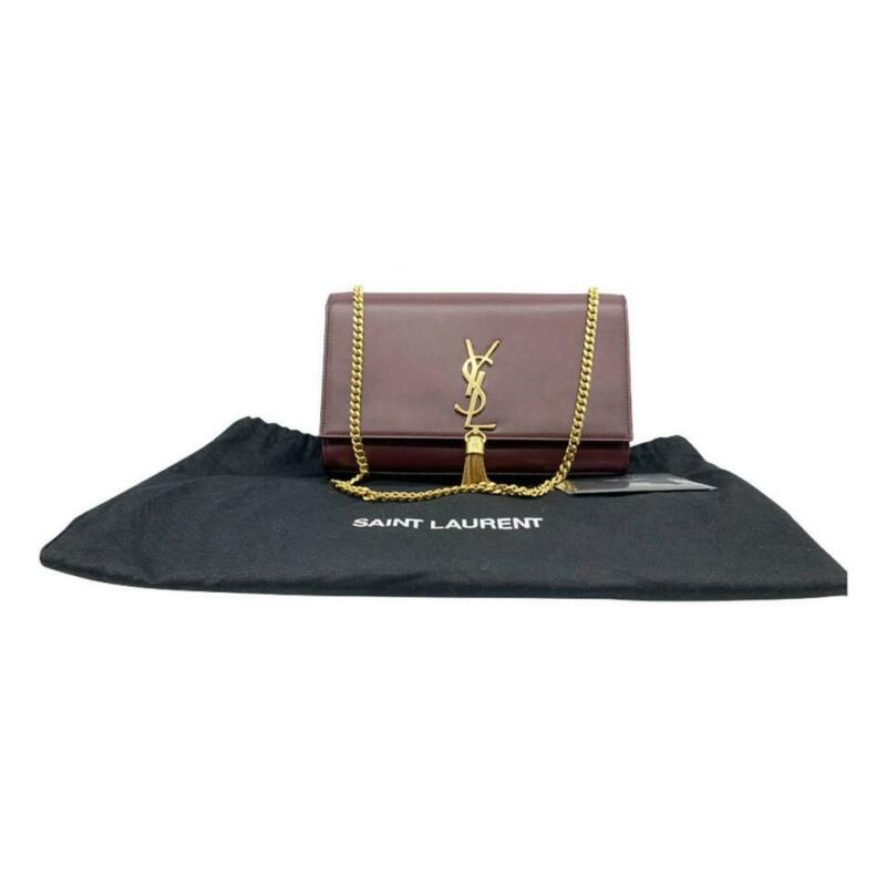 Saint Laurent Monogram Kate New Monogram Medium Tassel Chain Strap Bordeaux