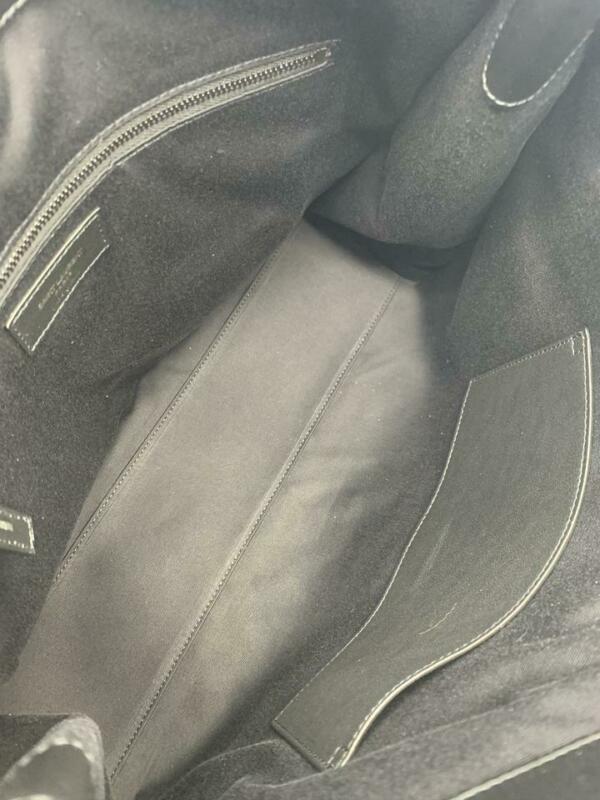 Saint Laurent Niki Large Crinkled Calf Shopper Black Leather Tote