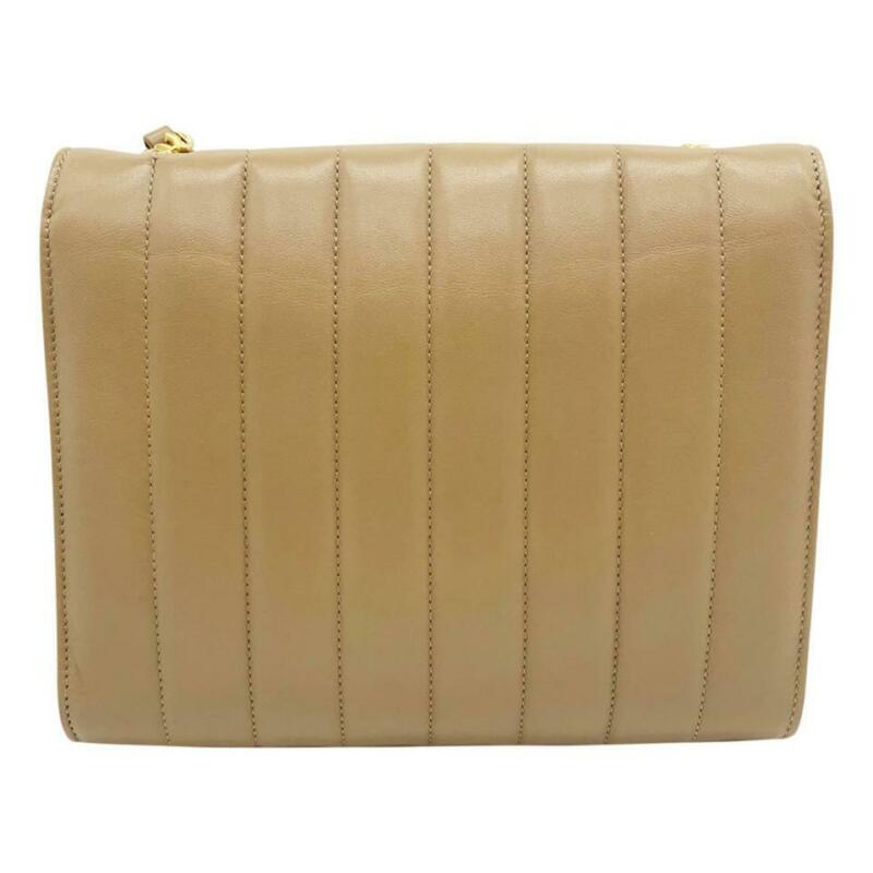 Saint Laurent Vicky Small Wallet On A Chain Monogram Beige Leather Shoulder Bag