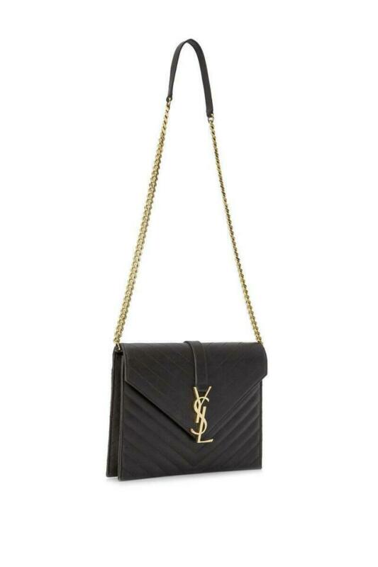 Saint Laurent Monogram Envelope Crossbody Matelasse Burgundy Leather Shoulder Bag