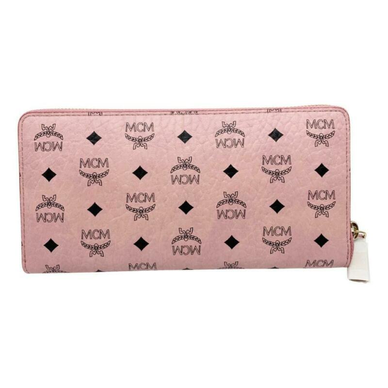 MCM Pink Logo-embossed Large Zip Light Wallet