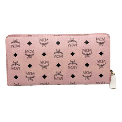 MCM Pink Logo-embossed Large Zip Light Wallet