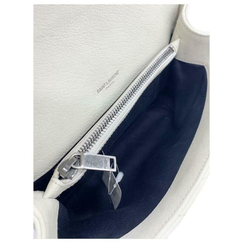 Saint Laurent Women's Medium Monogramme College White Leather Shoulder Bag