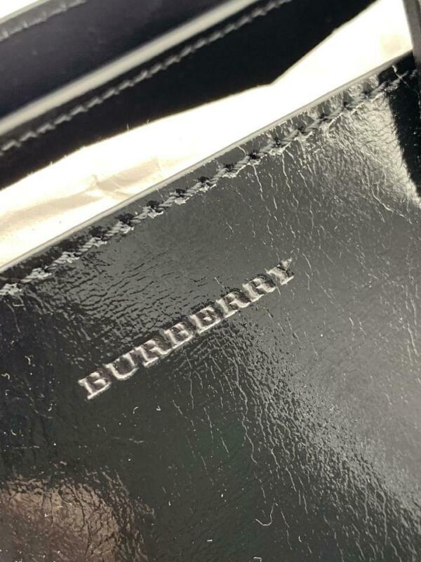 Burberry Small Banner Tote Black Patent Leather Shoulder Bag