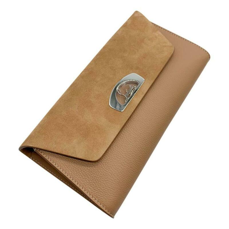 CHRISTIAN LOUBOUTIN Clutch Vero Dodat Velour Suede Beige Leather Shoulder Bag