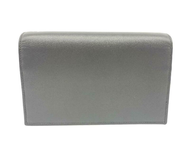 Saint Laurent Monogram Kate Chain Wallet Monogram Tassel Graphite Grey Leather