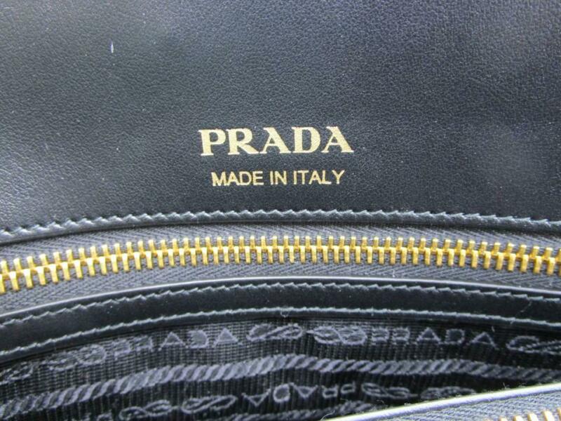 Prada Calfskin Dome Logo Black Leather Satchel