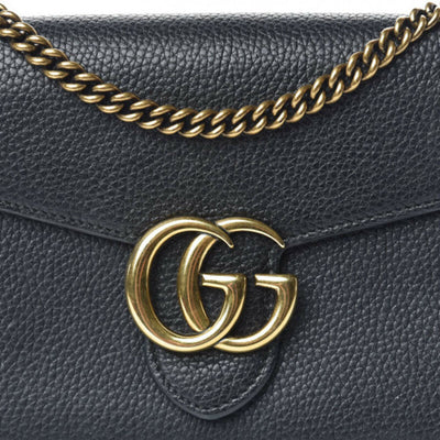 Gucci Chain Wallet Marmont Calfskin Gg Black Leather Shoulder Bag