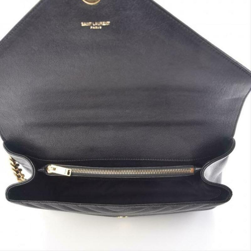 Saint Laurent Matelasse Chevron Large College Monogram Satchel Black Sheepskin