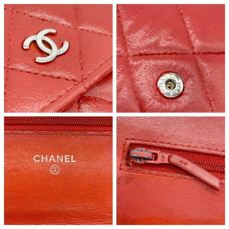 Chanel Wallet on Chain Quilted Woc Red Lambskin Leather Cross Body