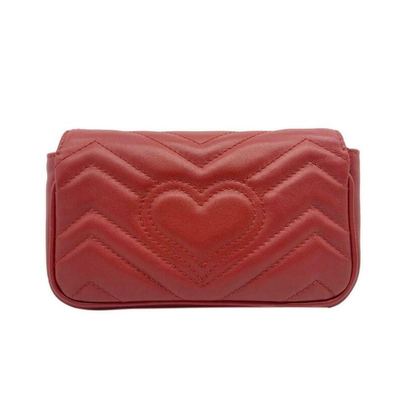 Gucci GG Marmont Super Mini Red Leather Cross Body Bag