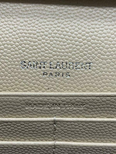 Saint Laurent Monogram Medium Wallet On A Chain Woc Beige Leather Cross Body Bag