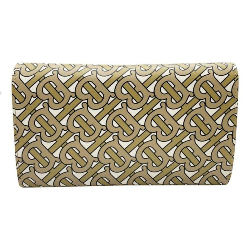 Burberry Hazelmere Logo Print Wallet Beige Leather Shoulder Bag