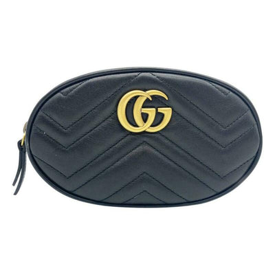 Gucci GG Marmont Belt Calfskin Matelasse 95 38 Black Leather Messenger Bag
