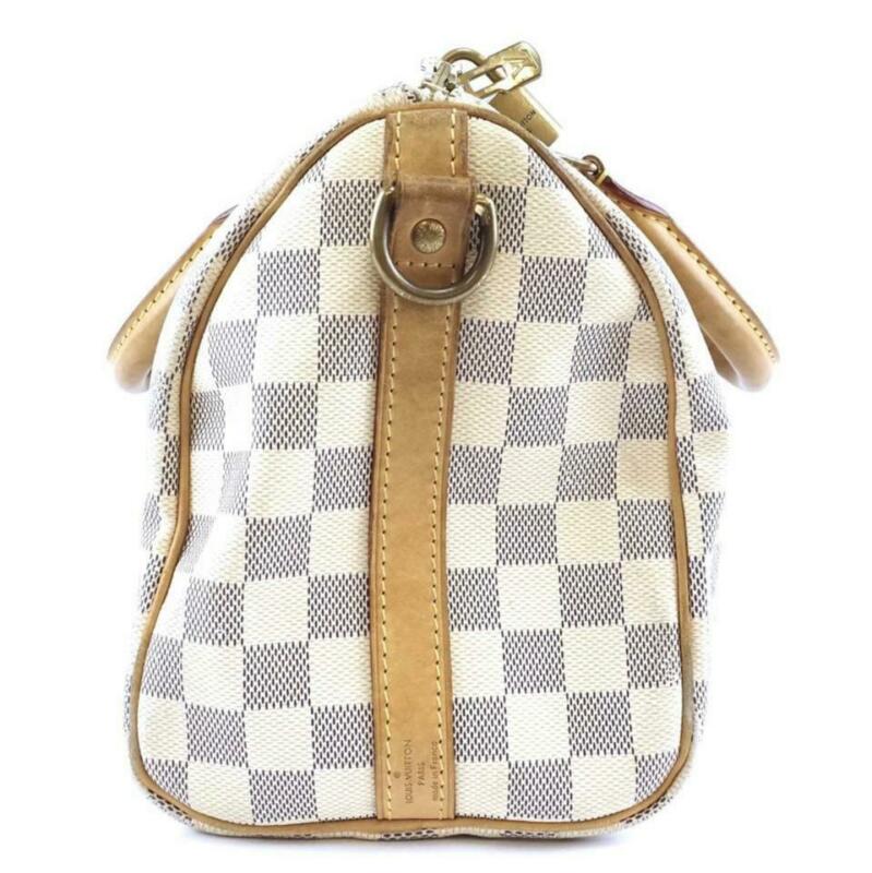 Louis Vuitton Speedy 25 Damier Azur Bandouliere White Coated Canvas Cross Body
