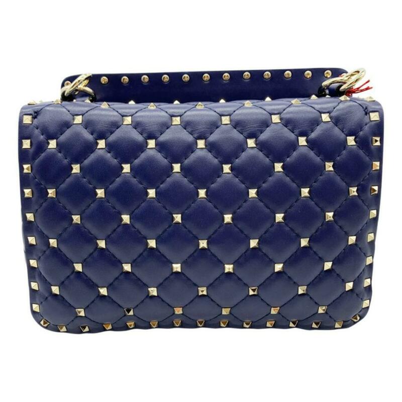 Valentino Garavani Medium Spike.it Vltn Logo Alt Blue Leather Shoulder Bag