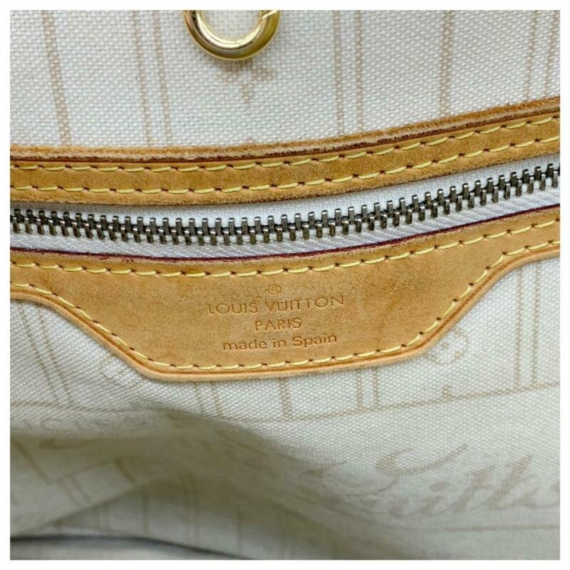 Louis Vuitton Neverfull Mm White Damier Azur Canvas Tote