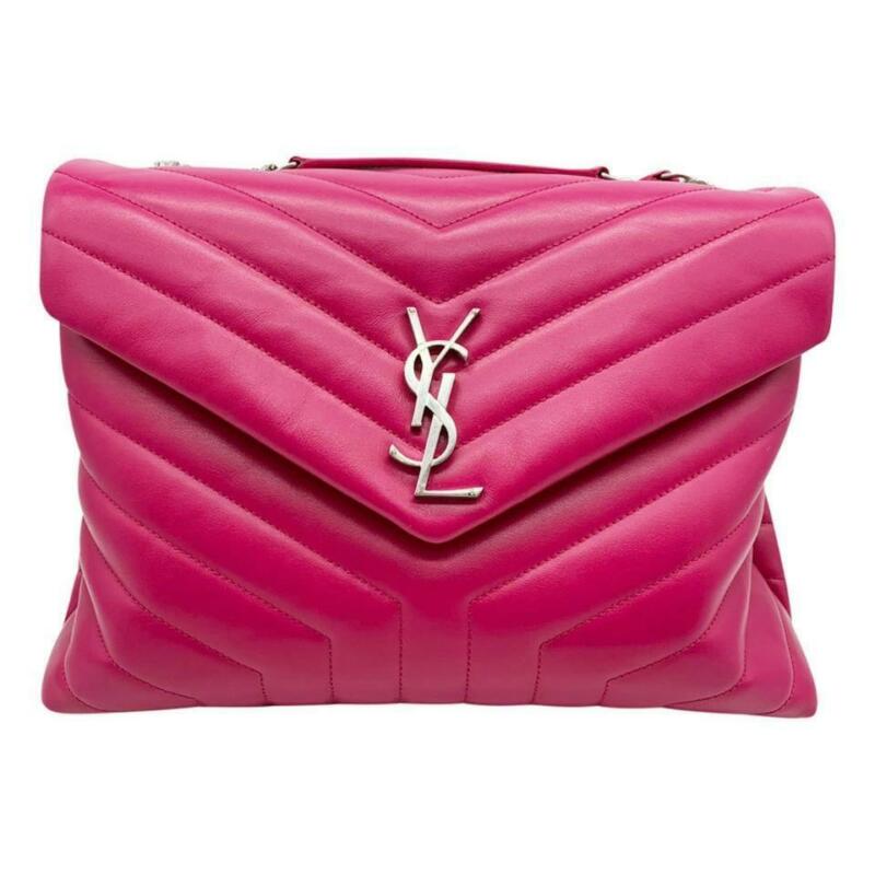 Saint Laurent Monogram Loulou Medium Calfskin Freesia Pink Leather Shoulder Bag