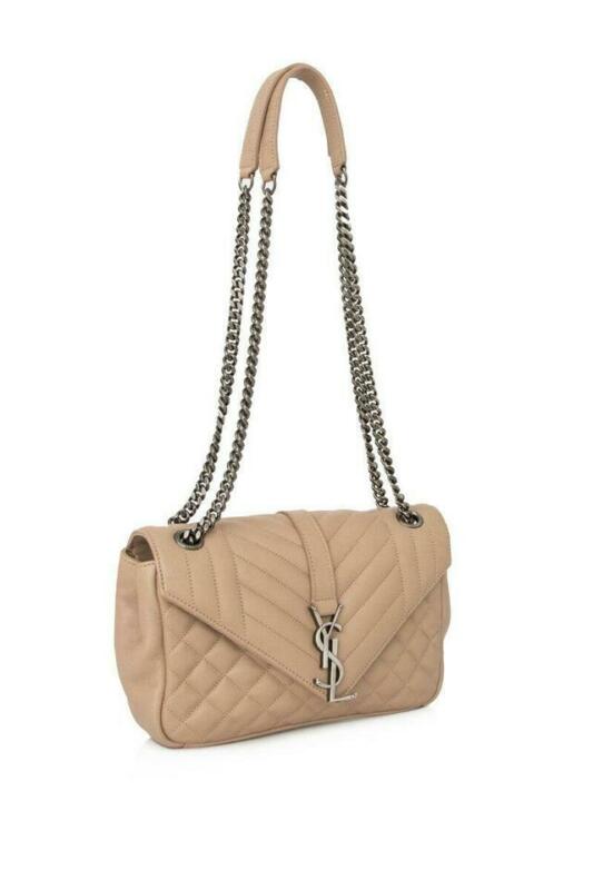 Saint Laurent Collège Monogram Envelop Classic Beige Leather Shoulder Bag