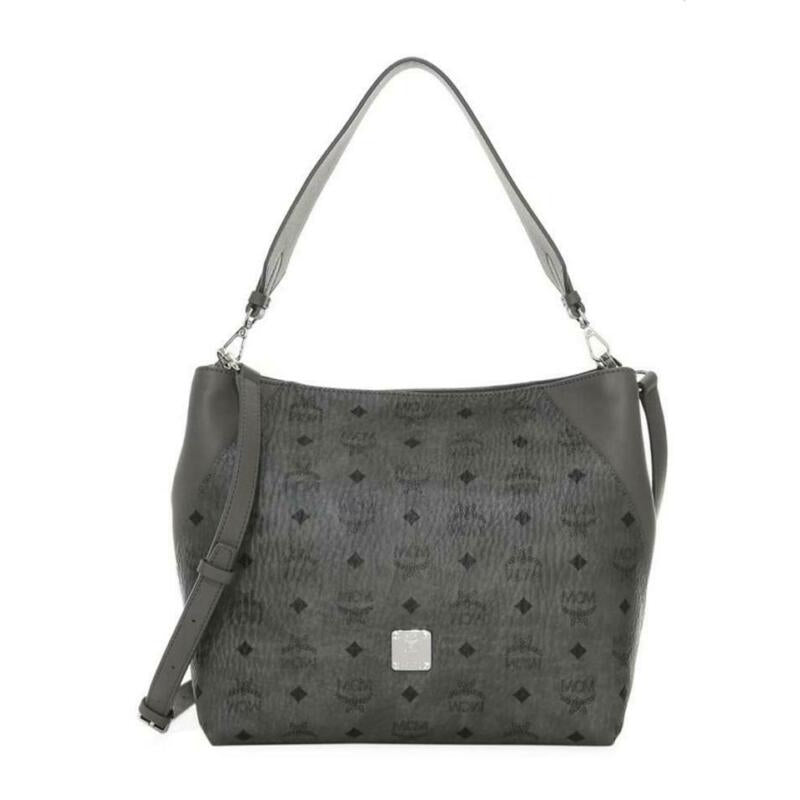 MCM Klara Medium Diamond Visetos Grey Coated Canvas Hobo Bag
