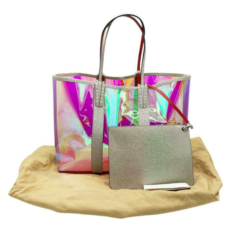 Christian Louboutin Cabata Transparent Glitter Sunset Silver Pvc Tote
