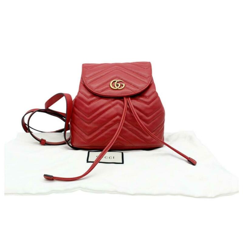 gucci marmont mini backpack Gucci GG Shoulder Bag Marmont Mini Red Leather Backpack