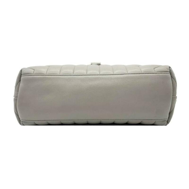 Saint Laurent Monogram Loulou Calfskin Matelasse Medium Monogram Chain Gray