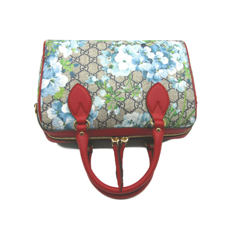 Gucci GG Supreme Small Blooms Pouch in Blue NEW