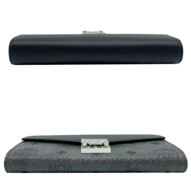 MCM Patricia Visetos Wallet On A Chain Black Leather Cross Body Bag