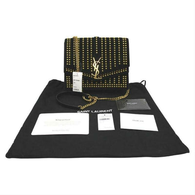 Saint Laurent Sulpice Monogram Ysl Triple-flap Black Suede Leather Cross Body