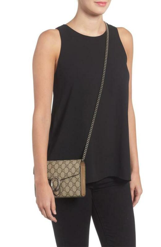 Gucci Dionysus Gg Supreme Canvas Wallet On A Chain Beige Cross Body Bag