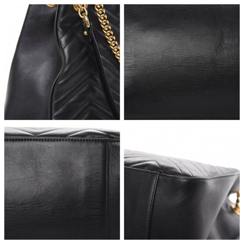 Gucci GG Marmont Calfskin Matelasse Medium Black Leather Shoulder Bag