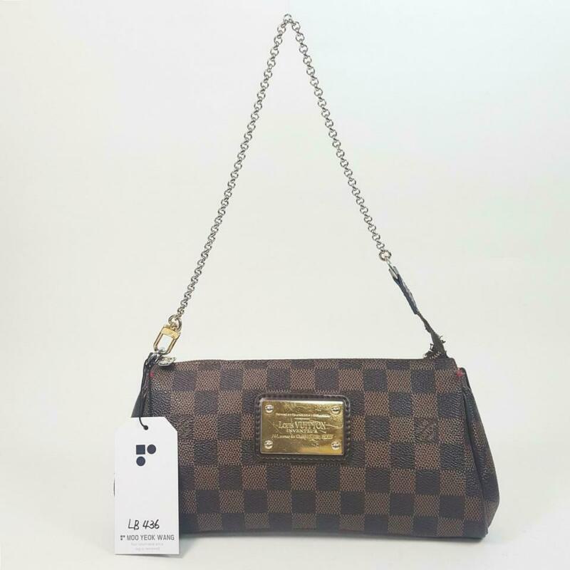 Louis Vuitton Eva Damier Ebene Chain Brown Coated Canvas Cross Body Bag